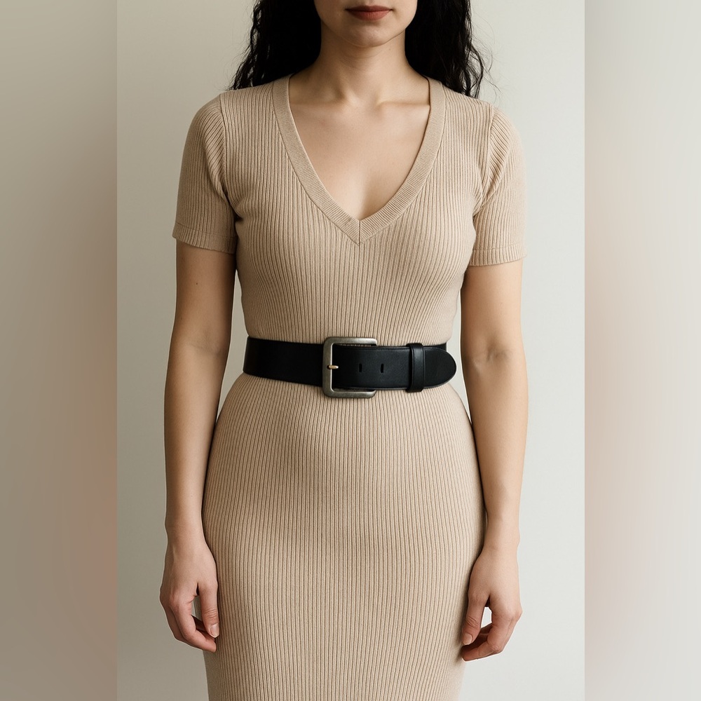 Veronika Maine || Black Wide Leather Belt